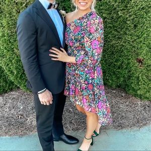 Cute Carnation High Low One Shoulder Chiffon Dress XS Vici